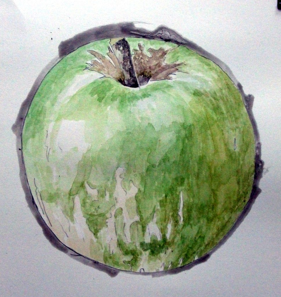 水彩画 リンゴ