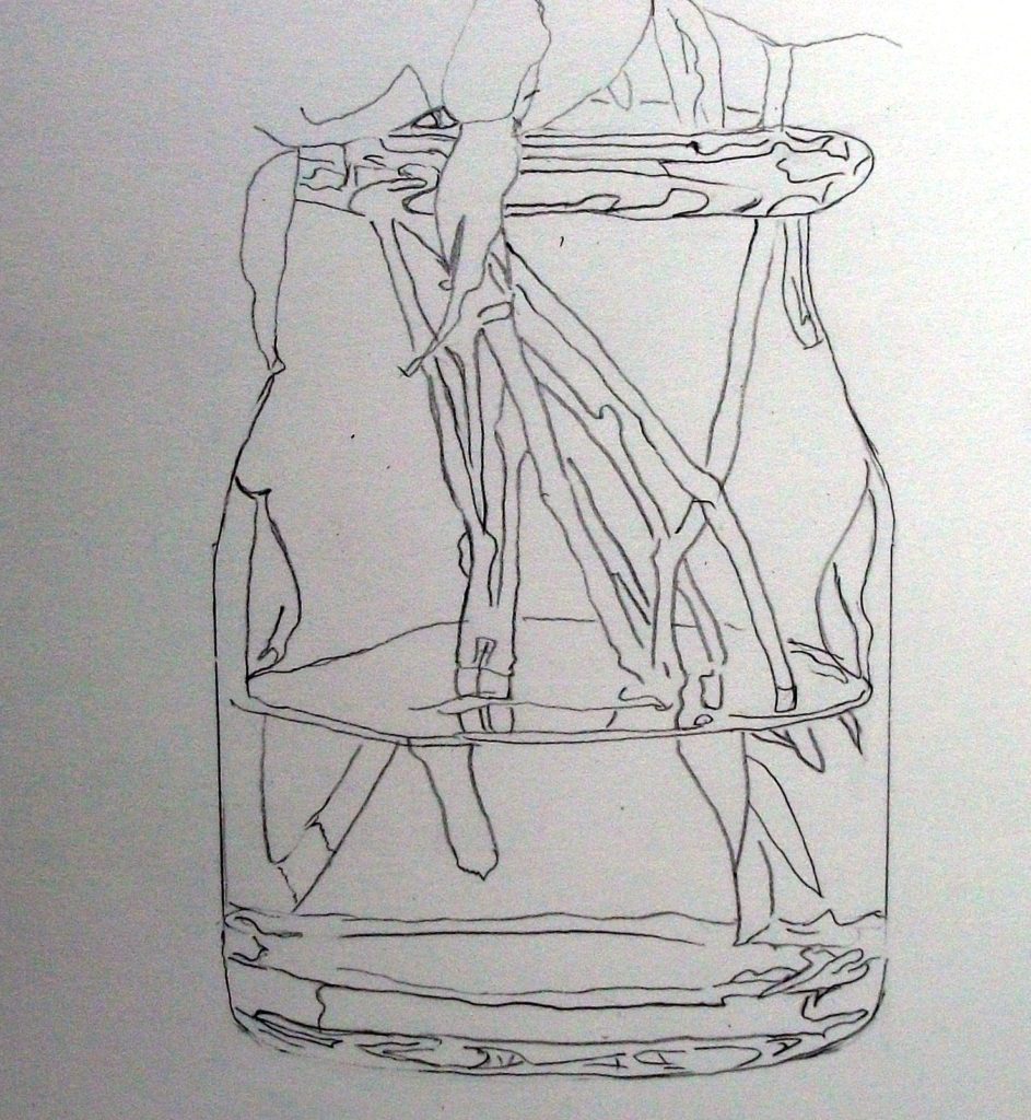 水彩画 ガラス花瓶